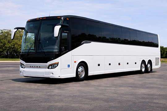 56-passenger charter bus available for charter in Palm Desert, CA